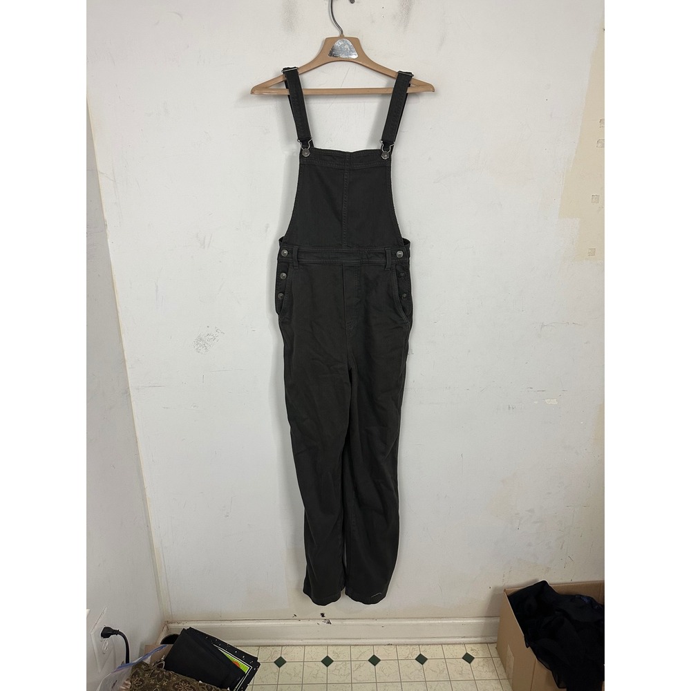 Aerie Womens Black Denim Overalls Adjustable Straps Straight Leg XS